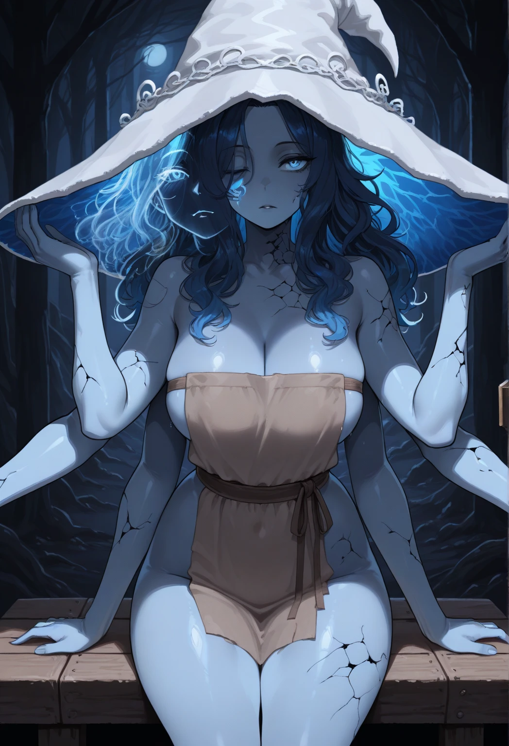 moon theme, dynamic pose, nude ,big tits, hat,
