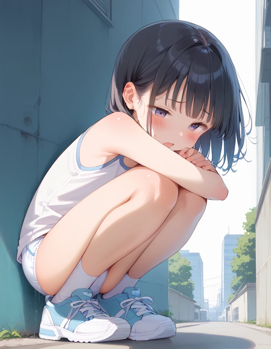 (Ultra-realistic,32k, masterpiece:1.2),(Skin with attention to detail:1.1),( 8K Ultra HD, Digital SLR, high quality:1.1),
One Girl, Black Hair, Messy Hair, White shirt, Lock, choker,Crouched in the back alley、Dead Eyes、Thighs、Dirty clothes Dirty Skin、Flat Chest、Lock骨、Young face、refer to、One Girl、Spread your legs、underwear、barefoot、panty、Pussy