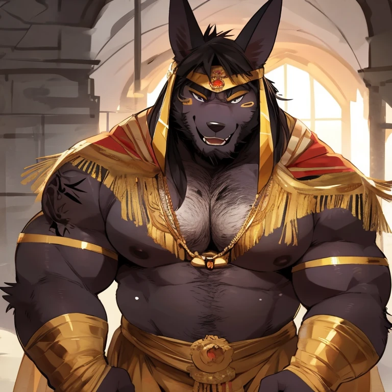 anubis jackal,Behemoth,4k HD,wallpaper, egyptian armor, anubis mask, angry expression, hand on wall, (night time: 1.1), huge chest, (bara pecs: 1.4), (dense oversized huge pecs: 1.1), (big crotch bulge: 1.6), red underwear, thick ass, dark dramatic lighting, epic, dutch angle, low angle