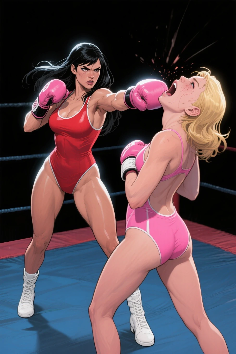 Sexy Manga Comic Sensual Wet Brunette Girl White T-Shirt V-Neckline, Black Skirt With High Heels, In A Sensual Pose big boobs big hips Small waist juicy legs big butt ass, Xxx, +18, She Is Kicking A Man In The Crotch, The Man Has Pain In His Face And Cries With Pain In His Testicles.; The man is naked and has a big penis. (NSFW) (Bigboob) (Very wet girl) (very detailed) (concept art) (sleeve) (animated) (draw) (Face Animated Detailed) (comics) (ballbusting bust) (ball bust)