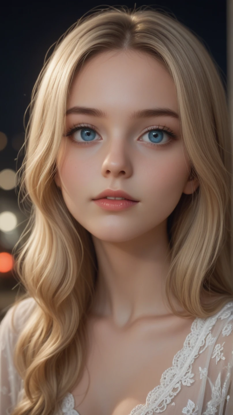 a woman in a sheer dress is posing for a picture in a building with a light shining on her body, Charlie Bowater, highly detailed digital painting, a photorealistic painting, figurative art, 2 girl with fabulously beautiful smile and kind eyes, light on face, light transparent fabric with many folds. view from above. Fashion magazines, m vogue photo style. candy cotton clouds, stars, enchanting, beautiful face, big detailed eyes, sparkling, glittering, glowing elements, bio-luminescent, stylized, artistic, surreal, magic, hyperdetailed, beautiful details, tiny detailed, iluminism and iridescence scales