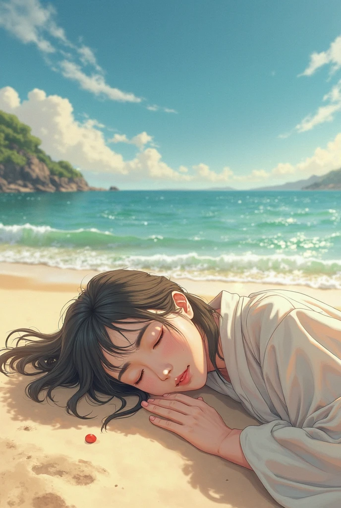 (masterpiece, Highest quality:1.2), 1 Girl, alone,Eyes open,Are sleeping,Tropical atmosphere,Ocean