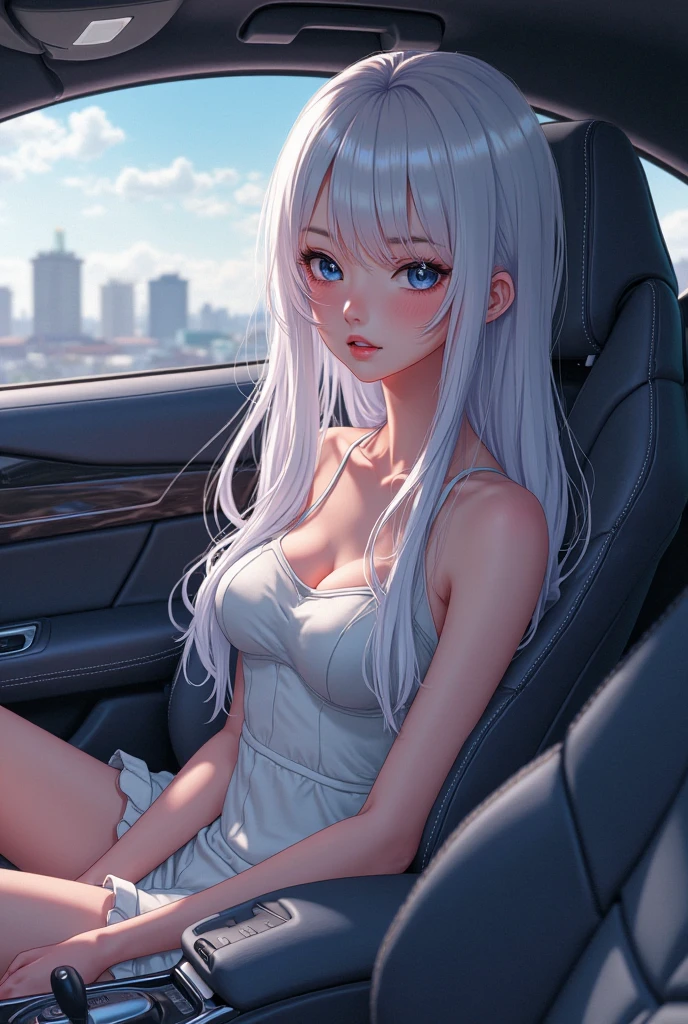Elizabeth from the 7 deadly sins with great features in a 69 Ford Mustang do it as a drawing