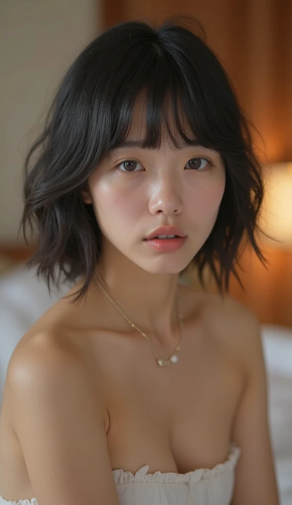 (8k、RAW Photos、highest quality、masterpiece:1.2)、(Realistic、Realistic)、1 Japanese girl、(((40 Years Old)))、(Short hair)、((Black Hair))、((Naked))、((Petite Woman))、(((Huge Breasts)))、skeletally correct、((small eyes))
