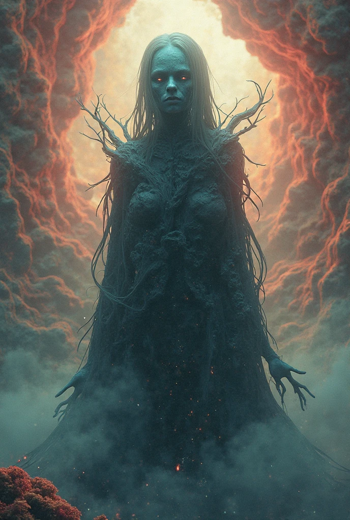 arafed image of a man hanging in the air above a field, arms wide open, (((beams of light coming out of his eyes and mouth))), his head tilted towards the sky, perfect face, surrounded by dust, surreal dark art, dark surreal art, human body breaking away, by Kurt Roesch, ego death, soul leaving body, by Artur Tarnowski, spiritual eerie creepy picture, dark but detailed digital art, beksisnski, beksinski stylen dark fantasy art, detailed 4k horror artwork, stefan koidl inspired, ((stefan koidl))