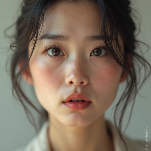 Age and background: 20 years old, Taiwanese female.
Facial features: She has a pair of big, slightly tired eyes, which reveal a little sleepiness. There were obvious dark circles under her eyes, which were slightly bruised and made her overall face look haggard. The skin around the eyes may appear dull and dry.
Skin condition: Her skin tone is medium toned and lacks radiance from staying up late. Her skin may appear slightly dull, uneven in tone, and some small lines may begin to appear.
Expression: Her expression is a little tired, the corners of her mouth are slightly drooped, and she looks slightly listless. Her cheeks may be slightly sunken, and her overall complexion does not look healthy enough.
Hair: Her hair may be naturally black or dark brown, scattered around her shoulders, slightly messy, and may lack luster and elasticity from staying up late.
Clothing: She wears comfortable casual clothing, such as a loose T-shirt or sweater, which shows that her daily life may be casual and not too much taken care of.
Photos of real people