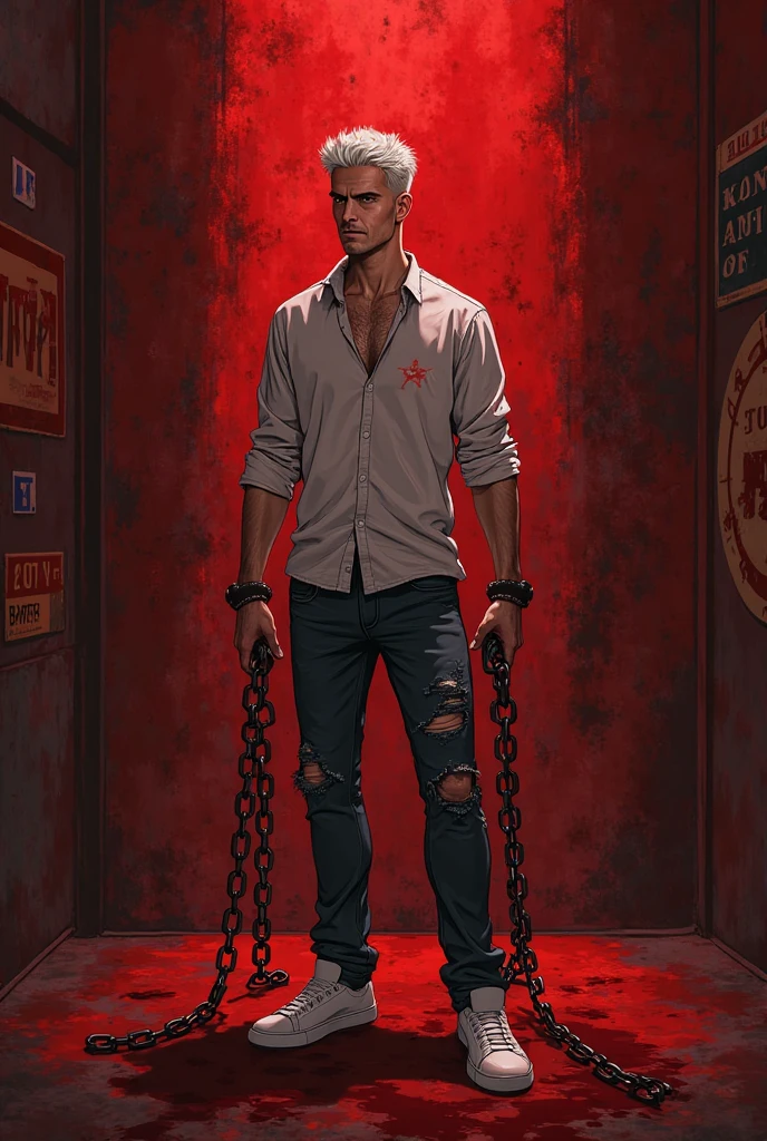 Create vintage poster style art, old movie posters, for the horror story, The Man at the Bus Stop, by the author Thiago Lopes, which tells the story of a bald and bitter bar owner who meets a naked old man at night and discovers that this man is waiting for the bus that will take him to hell.