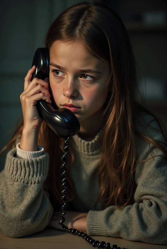 scared child mysterious call old phone shadow darkness