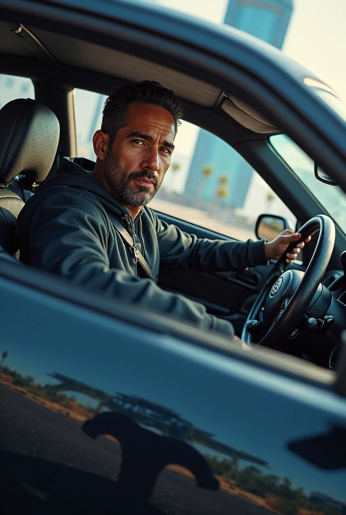 A man driving through the valley with a cigar in his mouth