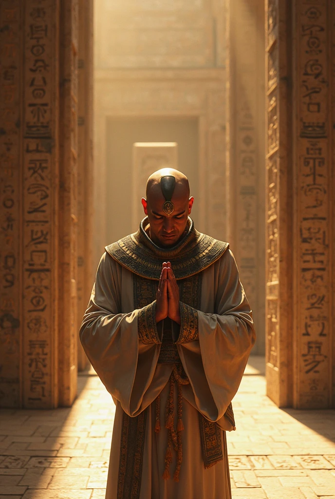 A man in the mosque praying with a man from space praying and supplicating