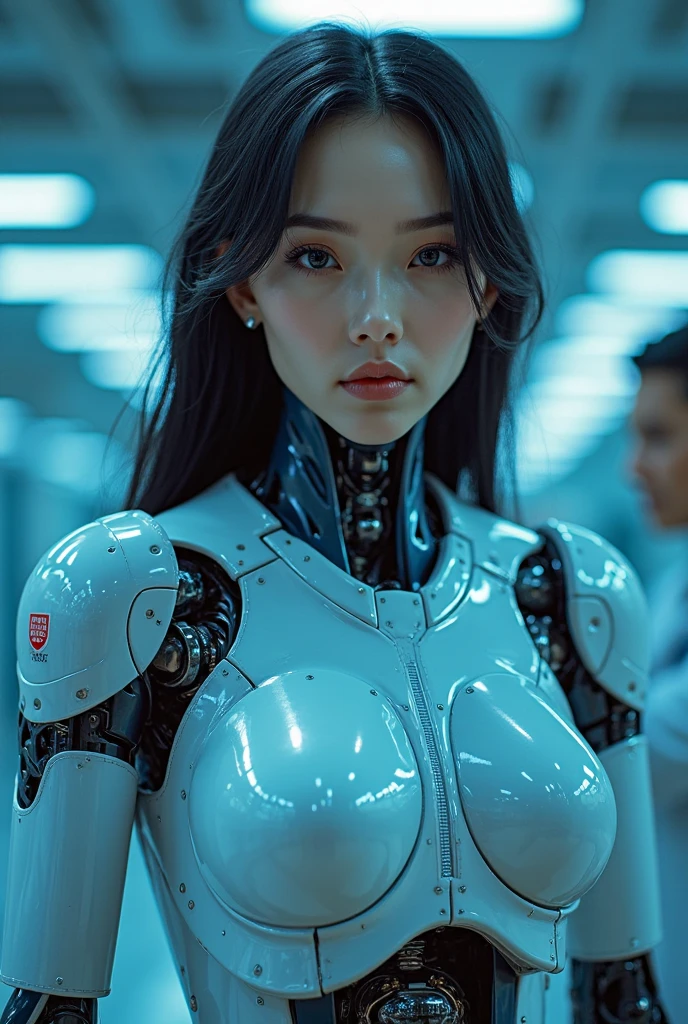 Lady woman dressed as robot warrior