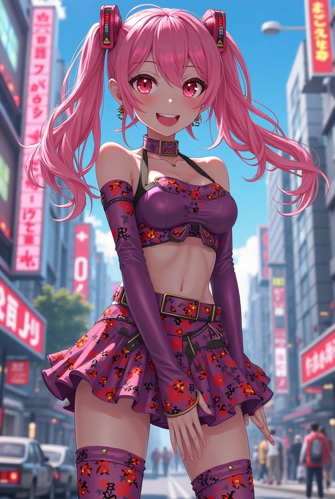 Big boobs, short skirt, pink and black clothes, anime girl, naked