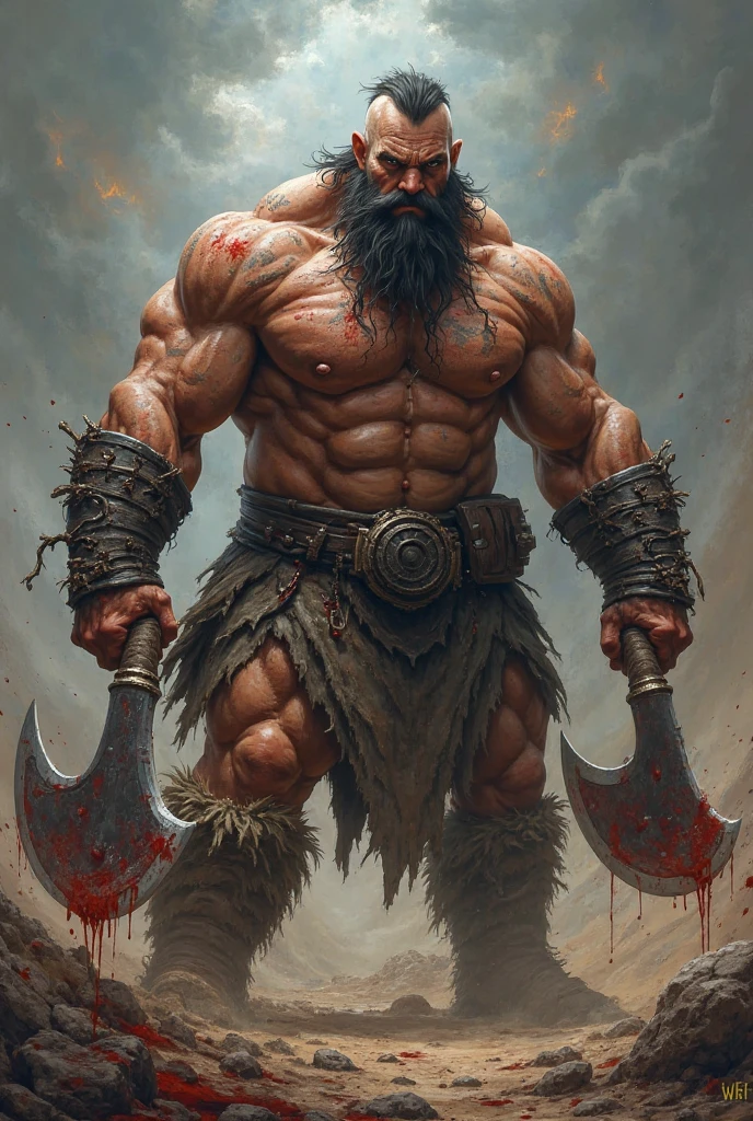 titan promised with his legs and arms chained in agony and covered in blood while the bird pecks his belly
