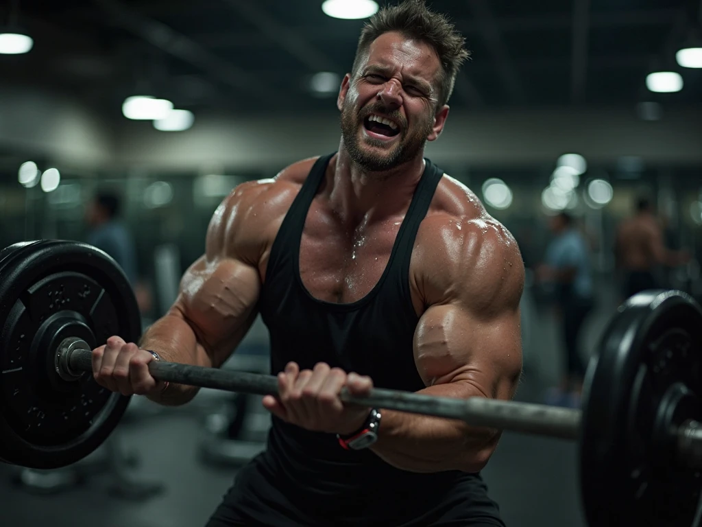 Muscular Man shitting 