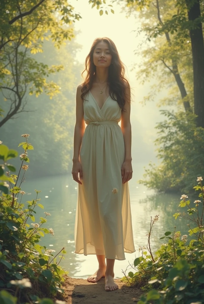(Pièce maîtresse : 1.2), Rétro mystérieux, d’une beauté envoûtante coucher sur le sol. , détaillé coloré,vêtements de feuilles et de pailles , faiblement éclairé, éclairage de mauvaise humeur, décor forêt photo professionnel