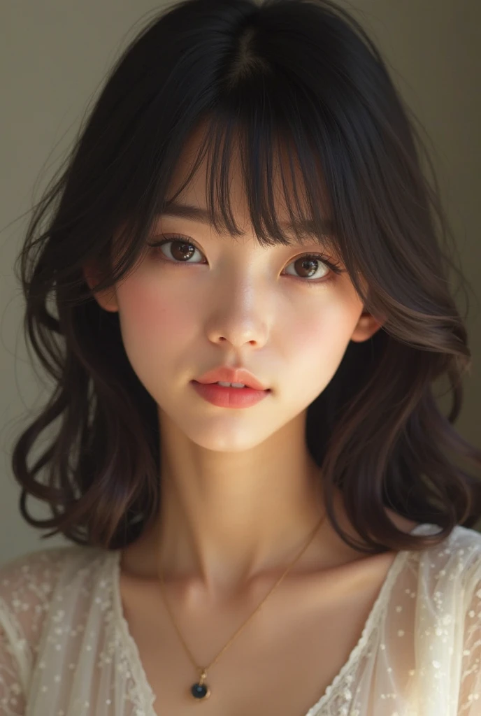 Tabletop, Highest quality, Photorealistic, Fine details, High resolution, 8k wallpaper, Perfect dynamic composition, Beautiful attention to detail, Medium Hair, Big ample breasts, Random sexy poses,Put your chest together、(Very small size simulation color crop top white knitwear)、(Breast Swelling 1.2)、Laughter、Open your mouth、View from the resort、23 years old、(Droopy Eyes 1.4)、Adult Beauty、Japanese