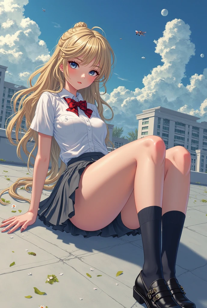 Anime Girls Schoolgirl Uniform Skirt Thigh Panty Shot Open Legs