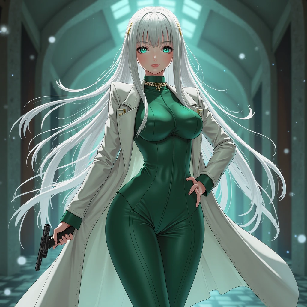anime girl with white hair and Green eyes wearing a choke, anime realism style, beautiful anime portrait, portrait anime girl, detailed portrait of anime girl, semirealistic anime style, s anime art style, girl with black hair, fubuki, anime style portrait, realistic anime artstyle, portrait of an anime girl, beautiful anime art style, realistic anime art style, Mikasa white hair 