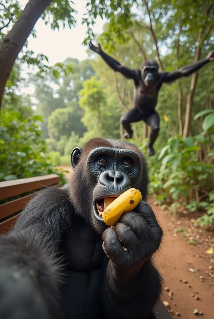 Skeleton hitting a monkey