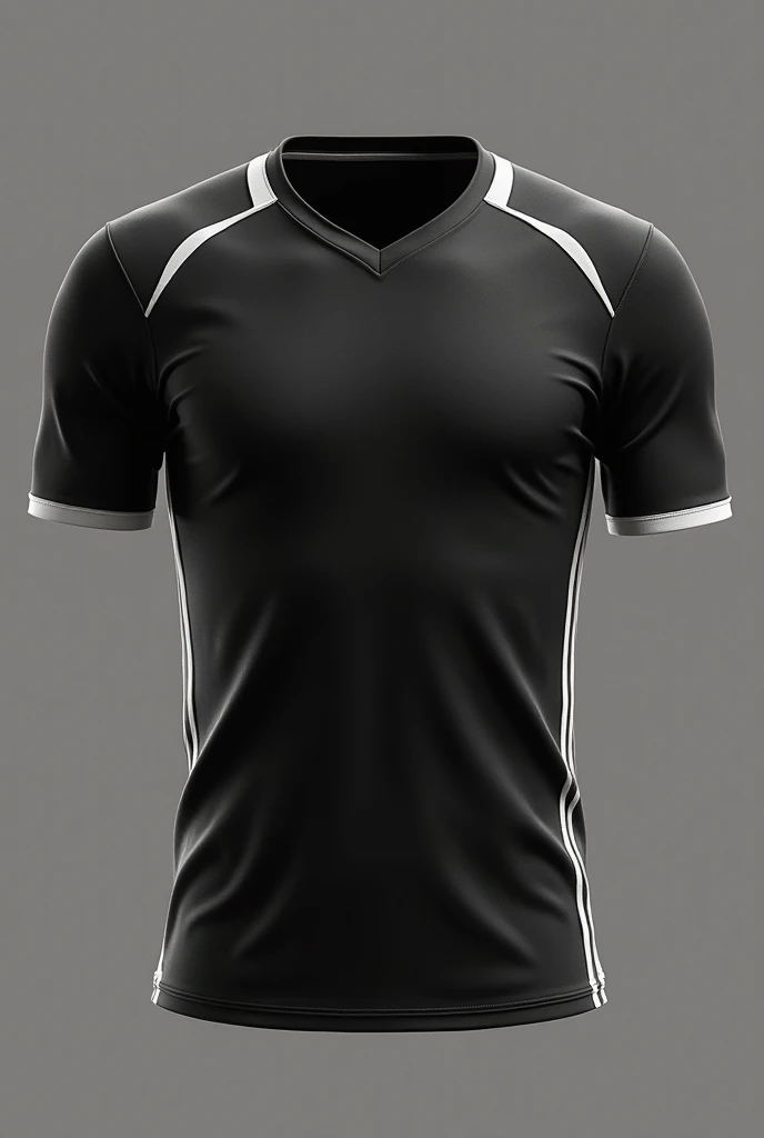 Create a team jersey, This truck has to be black with a white stripe on the vertical., This stripe has to be on the left side of the shirt.