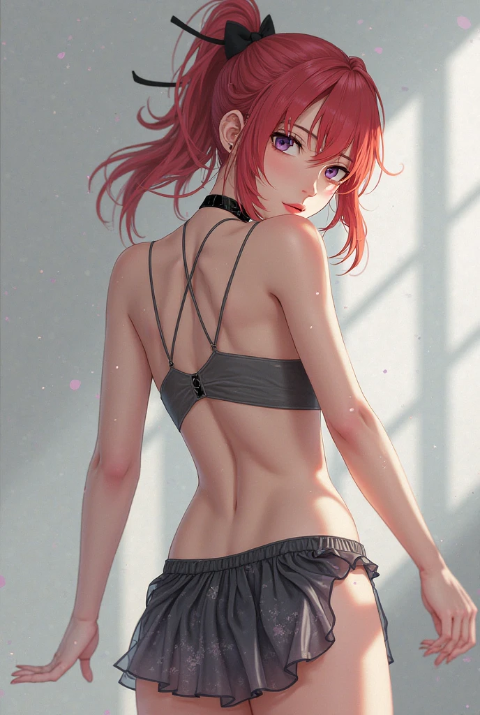 ((perfect anatomy:1.2,realistic,:1.3,RAW Photography:1.3,masterpiece、highest quality、Ultra - High resolution、High resolution、Highly detailed CG、8K)),nsfw,cowboy shot,1 female,alone,20-year-old,beauty of japan,beautiful detailed face and eyes,big and gorgeous eyes,gray eyes,(red hair,short bob hair,bangs), (slender body,small head:1.4, skinny、small breasts), glowing skin,oily skin,sweat:1.5,(black tanktop,crop top、navel、black panties,love juice:1.5,damp crotch:1.5),squatting,spread legs:1.5,ancient city、fantasy,medieval europe、natural sunlight、