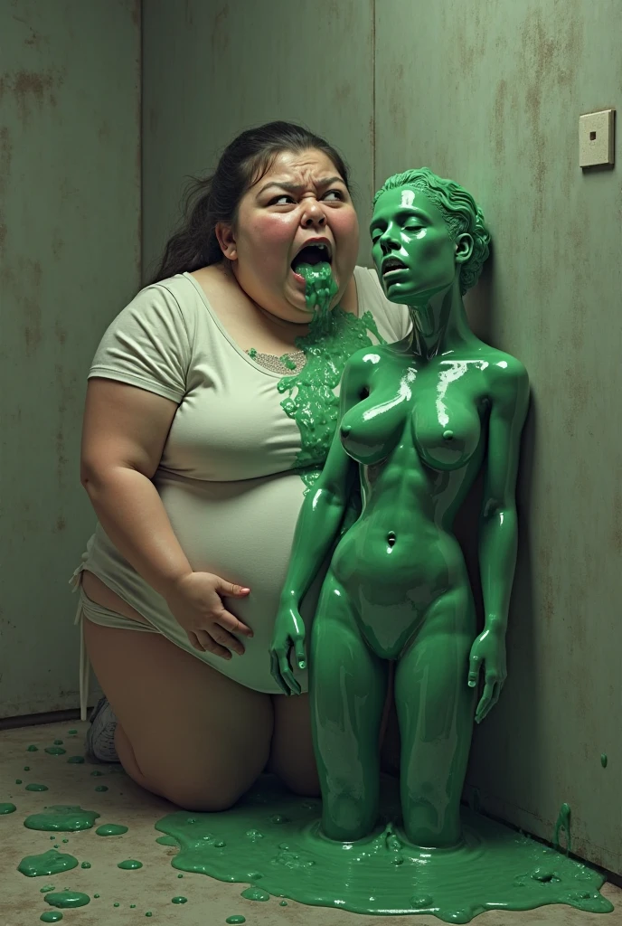 Licked, licked, on a tongue. Walls made of tongues. , internal intestinal villi ,Narrow interior of flesh interspersed with veins and veins. Inside a stomach (walls of fleshy pieces interspersed with veins) young tribal goblin bare chest tribal dress "(masterpiece, best quality, ultra-detailed), realistic depiction of a tribal girl trapped in a cave of flesh and slime, walls of flesh, guts, to be."