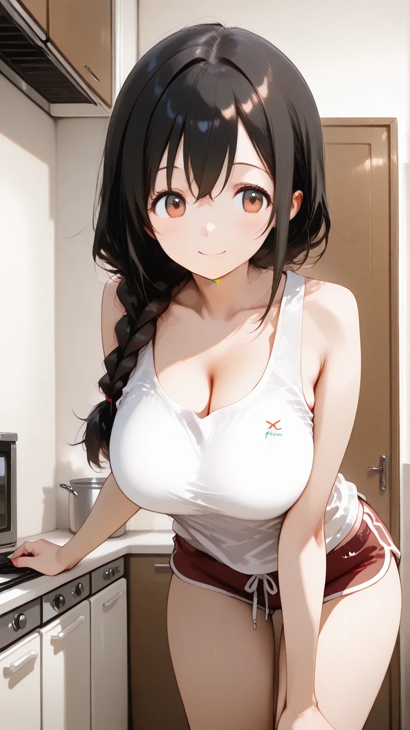 Anime characters (big) White apron and black hair, Azure Line Style, Fleet Series Style, Pixiv 3DCG, Ahegao, cushart krenz, Anime Moe Art Style, From the Azure Root video game, Biomechanics Boobs, Highest ranking on Pixiv, Highest quality, 8k hd, Thigh Gap, Half naked