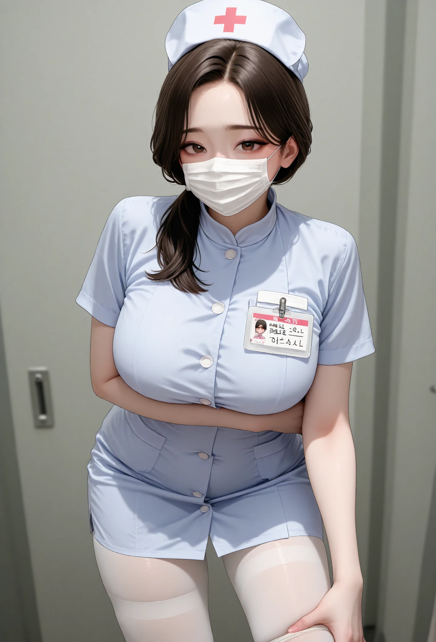 nurse Cosplay, (8k, RAW photo, best quality, masterpiece:1.2), ultra detailed, (realistic, photo realistic:1.37), high detail RAW color photo, an extremely delicate and beautiful, extremely detailed, Amazing, extremely detailed skin, slender face,, (18 years old:1.2), cute girl, famous japanese idol, kawaii,, chin thin, cute, young, extremely detailed nose, extremely detailed mouth, cute face, realistic face, (selfie:1.1),	japanese girl,spread legs, face,ahegao,double Peace,plump, ??????,bukkake, sperm, public toilet,, big , glasses, enormous breasts, dark skin,brown skin,,paizuri,Creampie,blonde,,