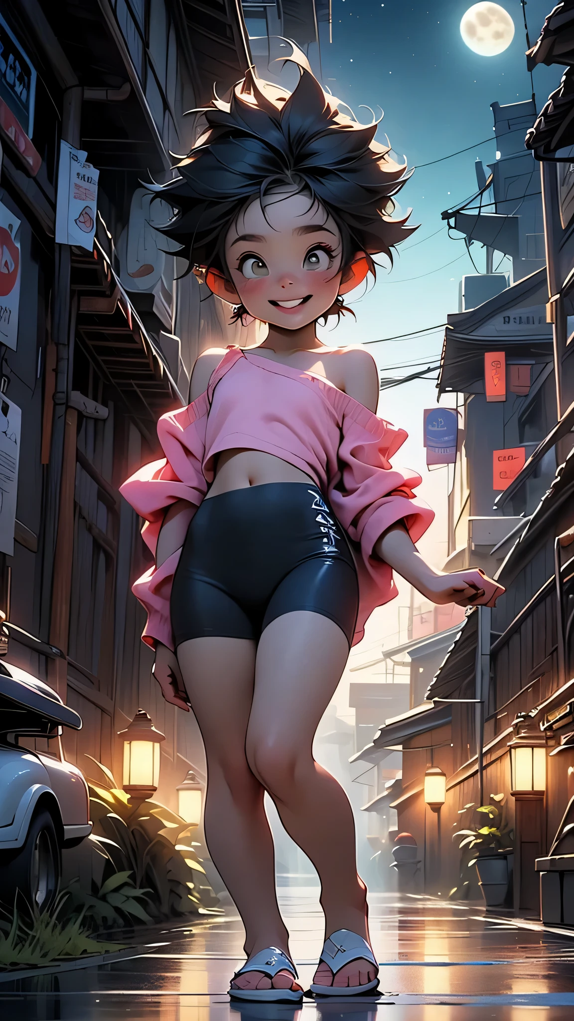 (Masterpiece), Retro Animation Style, (Homage to Betty Boop), High Quality, 1girl, Black and White, Animated Shading, Whimsical Eyes, Round Face, Plump Cheeks, Red Bow on Hair, Short Dress, Knee-High Socks, High Heels, Playful Pose, Finger on Lip, Cigarette Holder, Cheeky Grin, Charming Smile, (Background: Old-Timey Cityscape)