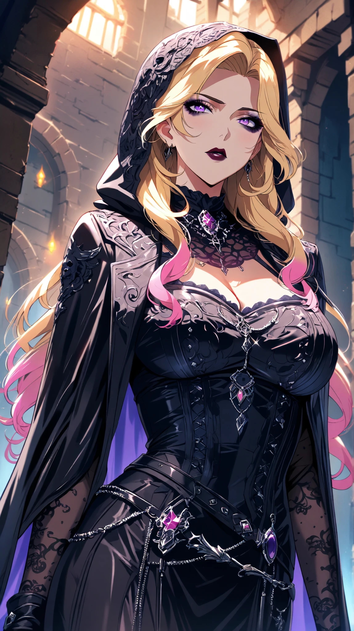 masterpiece, Highest quality, Highest quality, Official Art, beautifully、aesthetic:1.2), (1 girl), Very detailed,(Fractal Art:1.3),colorful,Most detailed,Blonde long hair,blue eyes,Moonlit Night,Rose,(Big Breasts:1.4),,Nipples,corset,Fine Jewelry,whole body