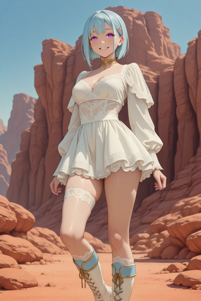 (Best Quality, High Resolution, Masterpiece: 1.3), a tall perfect woman with a slender figure, (short sky blue hair, white clothes Catgirl), dressed sexy and revealing, in the prairie, details of face and skin texture are beautifully presented, detailed eyes, double eyelids, sexy pose, realistic, leaky half breastball, full body shot --auto --s2