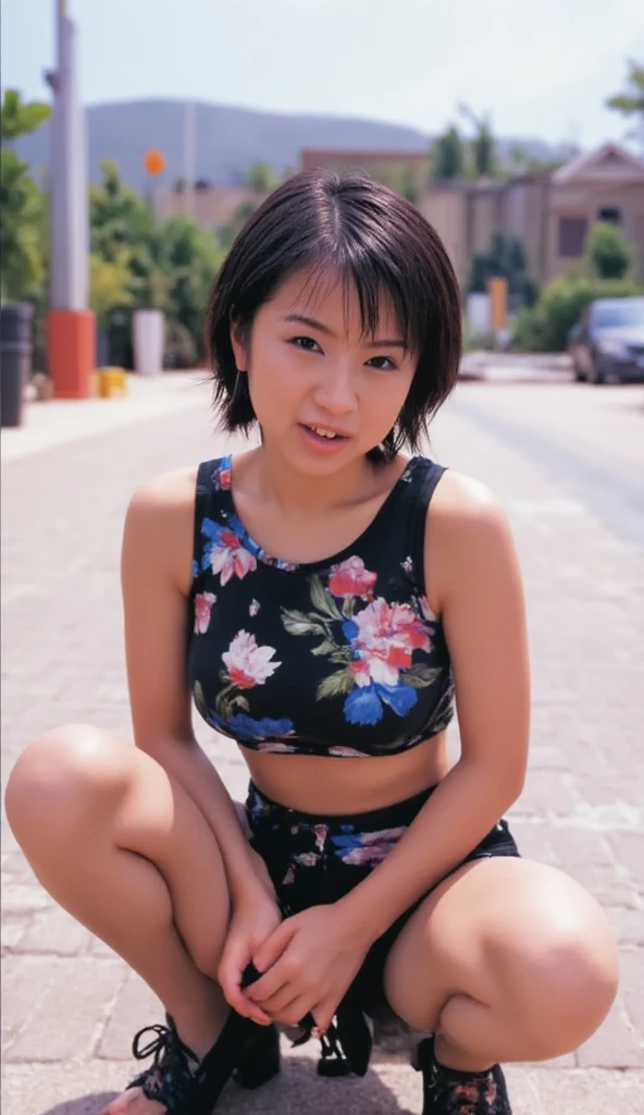 (8K、Raw photography、highest quality、masterpiece:1.2),(black haired、very short hair:1.9),show viewer,Looking at the front,erotic,white skin,(Wearing a bright pink baseball uniform:1.5)、(Clothing that emphasizes the shape of your chest、exposing one's skin:1.7)、(big breasts :1.8)、slim body shape、ultra high resolution,beautiful,beautiful fece,(alone, alone、no background:1.9),whole bodyボディー,japanese woman,(Photoreal:1.37)、photon mapping,reality、(Cute with a baby face: 1.0)、(cute smile: 1.7)、(With a round face: 1.8)、radio city、Physically based rendering、depth of field rally background、photograph, (I can see your knees,close up of thighs、plaid skirt too short、Show white panties:1.5),whole body、super fine