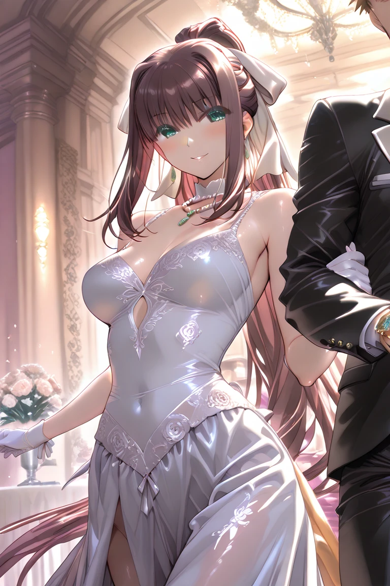 Leaking pink panties、Excited state、heart mark、PINK Underwear、top-quality、oppressive、masturbation、wedding dress（1:6）、Highest quality full-length images、Highly detailed anime super detail、​masterpiece、tre anatomically correct、Detailed hand、(Mother 1.6)、8K、I love my tides、sexual excitement、Upper line、huge-breasted、thighs thighs thighs thighs、Sweat profusely、Friendly face、Stuffiness、Foreplay、(wedding dress:1.6)、Moisturizing skin、(Drenched body:1.3)、Detail Eye、NSFW、erotick、oppressive、Best Necklaces、cum on、Stuffiness、Lustrous hair、、 Vibe insertion、masturbation、Streaks in the crotch、Frontal view、full-body view,miku nakano