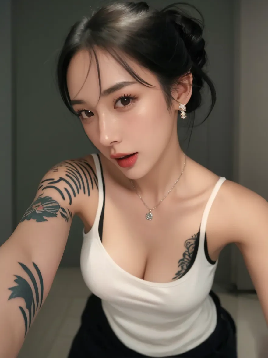 (sfw:1.5)、High resolution symmetrical images, Girl and Horihada, Yakuza, Japanese Mafia, Movie photo of Japanese cartel leader with tattoos on waist, chest and arms, Cleavage、((Close-up face:1.2))、Upper body portrait、(((Full body tattoos)))、 (Lotus tattoo)、 ((Close-up chest:1.5, Underarm, 胸のAngle from below)), Blonde braids, short hair, ((Art Nouveau)), (Ecstasy Face), (Alphonse Mucha), Small earrings, ((on the road, wood, Buildings in medieval Europe)), Angle from below、(Anatomically correct)、(Perfect body proportions)、(Natural Hands、Natural Fingers)、(Breast Goddess, Woman born from flowers, ((Round face)), Realistic Eye Size, Droopy eyes, smile,I'm bathed in dazzling light