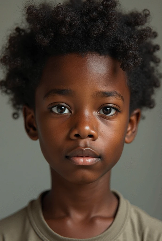 Dark-skinned boy with big eyebrows And thick