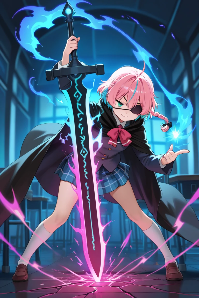 (Full body character concept)、Best illustrations、Best Quality、(Solo)、(The same face:1.1),(One girl、23 years old),Dynamic pose,Medieval Fantasy、Magic wand,(White Background)、(Pink Hair、Very Short Hair、Align your bangs)、(Black sweater、pants、Knee-high boots)、(From the side、profile)