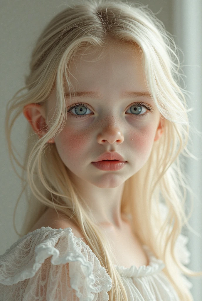  long blonde hair
roughly 3 years old
period clothing

