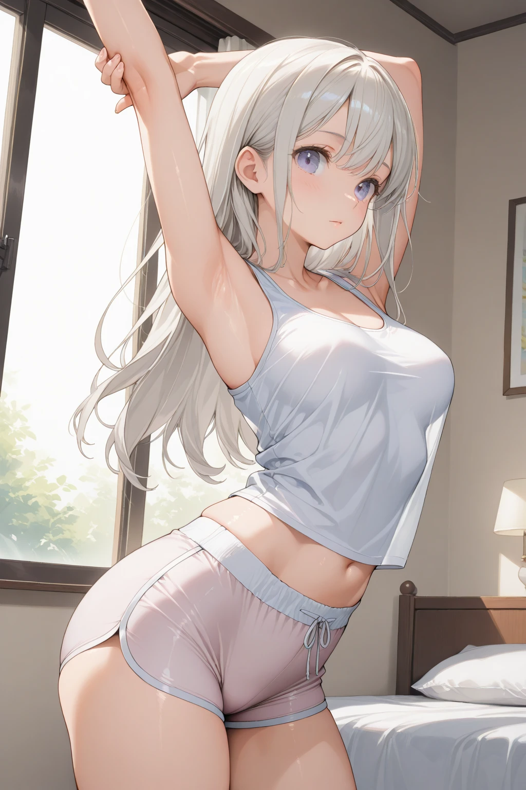 Highest quality,masterpiece,A long-time female friend,Good guy,Discarded panties,Relaxing at home,smile