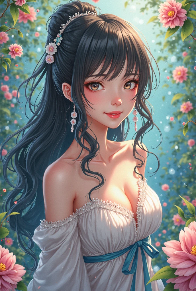 realistic、pretty girl、beautiful woman、beautiful fine eyes、distinctive eyelashes、beautiful woman、adorable、
The beauty of a smile、adorable目 Bondage with breasts grabbed