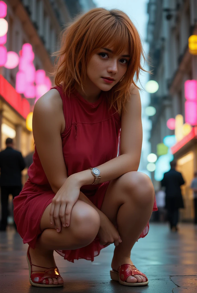 Emma stone,on the street,dress naughty,chubby,big breast:1.5,vivid colors,sexy pose,naughty pose,orgasm expression,(best quality,4k,8k,highres,masterpiece:1.2),ultra-detailed,photorealistic,HDR,UHD,studio lighting,extreme detail description,professional,bokeh,lively background,cityscape.