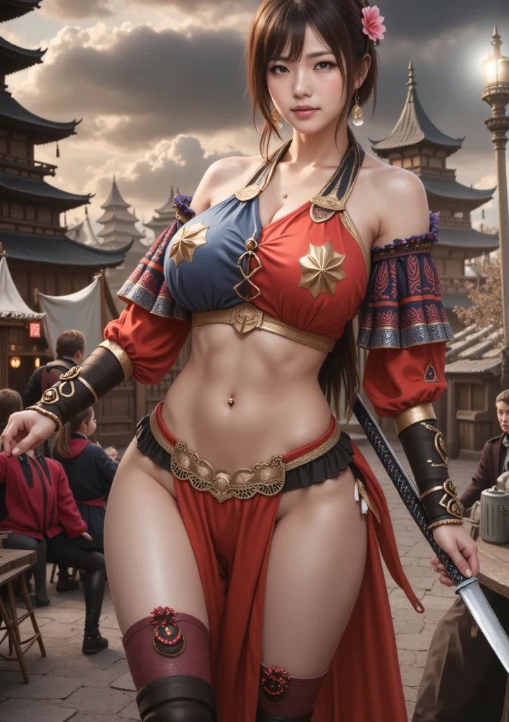 Beautiful Alluring Female samurai, oily Skin, Athletic Well Toned Body, samurai Metal Ornaments and bikini armor, japanese Theme, fantasy theme, at a forest temple, Beautiful D&D Character Portrait, Beautiful Face, Ominous, Dark Fantasy, Fiverr Dnd Character, Octane Render, Digital Art, Extreme Detail, 4k, Ultra Hd, Polished, Beautiful, Hyperdetailed, Intricate, Elaborate, Meticulous, Photorealistic, Sharp Focus, Wlop, Character Design, Unreal Engine, 3d Rendered, Volumetric Lighting, Reflections, Glossy, Digital Illustration, Sensual Pose, Suggestive Pose, Full Body Shot, 💖❤💕💋❣