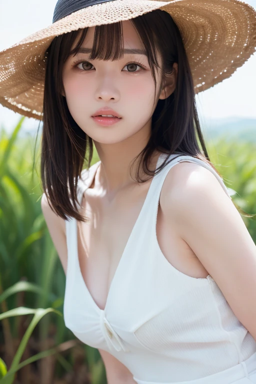 (((Full body depiction)))、Multi-angle、top-quality、(((cowboy shot)))、((Facing straight ahead))、Bust Focus、Soft light、(depth of fields)、超A high resolution、(Photorealsitic:1.4)、Raw photography、Ambient Occlusion、a straw fedora hat、((17 age))、((a small face))、ren、1girl in, Swollen eyes、(Dark blonde hair:1)独奏, (A smile:1.2), (dark brown eyes,catchlight), Fine skin, Tube Top、(excellent、masterpiece)、1girl in、beautidful eyes、Harmonious facial features、masterpiece, The highest image quality, hightquality, beautiful a girl, japanes, Japan schoolgirl, detaileds, A detailed eye, Detailed skin, Beautiful skins, 超A high resolution, (Realistis:1.4)、Beautiful skins, (Dark blonde hair:1)、Longhaire、Pattsun bangs、 (A hyper-realistic), (illustratio), (hight resolution), (8K), (ighly detailed), (The best illustrations), (beautifully detailed eyes), (ultra-detailliert), (wall-paper), (详细的脸), looking at the viewers, finely detail、A detailed face、pureerosfaceace_v1、A smile、((Opening Mouth:1.2))、((Show your teeth and smile))、Looking straight ahead、Looking straight ahead、angle from waist up、photos realistic、Bright lighting、profetional lighting、17 age、