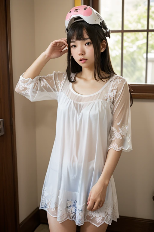 A woman with a beautiful girl々Create a new, whole body, A short sheer dress for、For girls, remove the low-cut see-through blouse and mini skirt., I'm looking forward to both, The boy is kissing her breast, Make it look realistic