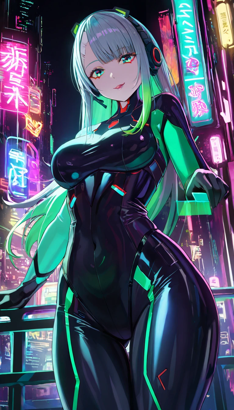 masterpiece、Highest quality、High resolution、Real Anime、3D、Splatoon Girl、Anime girl in a dress and headband standing in front of a building, digital cyber-punk anime art, Digital cyber-punk - Anime Art, アニメ cyber-パンク アート, cyber-punk Anime Girl, cyber-punk Anime Girl mech, Anime Style 4k, Best anime 4k konachan wallpaper, cyber- , cyber-punk anime art, Portrait anime astronaut girl, Future anime girl, Dreamy cyber-punk Girl、Golden Eyes、cyber-ネオンカラーの触手髪、gigantic breast、Cleavage、blush、Rouge、
