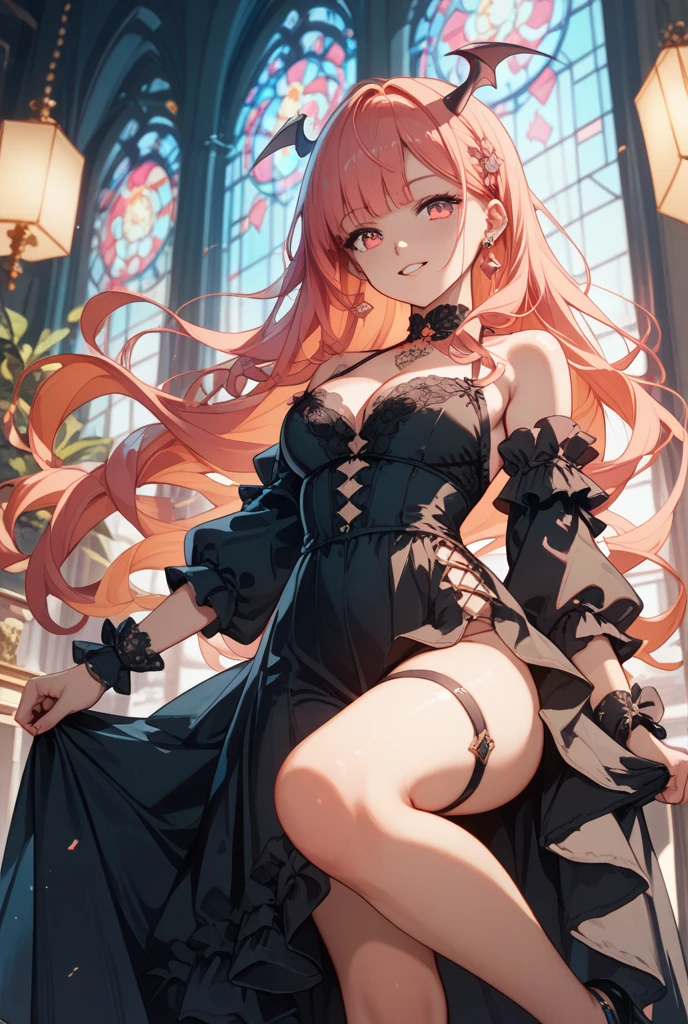 最high quality,table top,1 girl,hatsune miku, jewel-like red eyes,amber eyes、ponytail, magic , Princess, adventurous girl, bright amber red hair color、got it, Condescending expressions、nymphomaniac, high heel boots, gloves, zettai ryouiki, earrings, natural otaku, crown, moonlight,under the moon,At night,full body shot、the most spectacular scenery in the world,Pose that emphasizes the chest、I&#39;I&#39;I&#39;m very happy、masterpiece, high quality, High resolution, alone、(masterpiece:1.6、最high quality), (got it and beautiful eyes:1.2), 1 girl, room、perfect hands、blush、look up(masterpiece:1.6、最high quality), (got it and beautiful eyes:1.2), 1 girl, Report, underwear、Short T-shirt that shows your belly button、amber skirt、perfect hands,(((shoot from below)))、be quiet, From above,Both thighs are thick, shaggy,renting a room in a mansion,Balloons flutter,bouquet,100 Roses、Rose、Rose