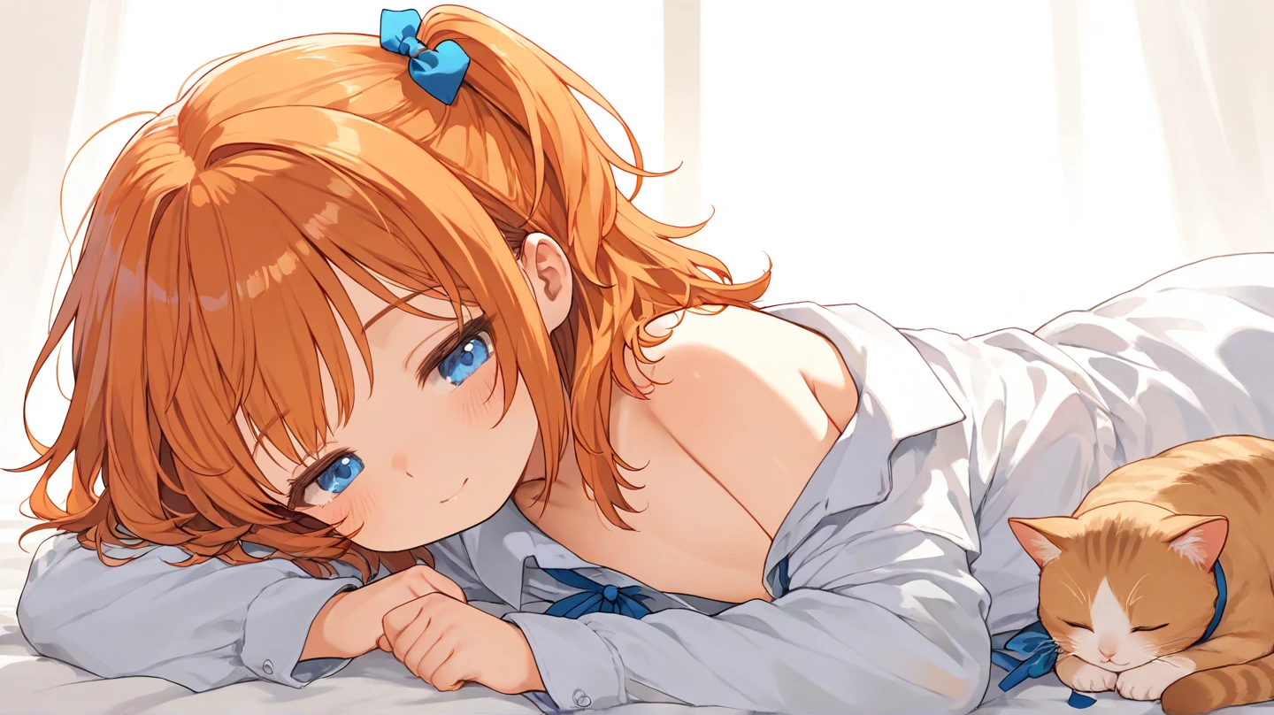 ((masterpiece)), ((best quality)), (ultra-detailed), on the bed, a cute girl, 1girl, solo, sailor suit, ((beautiful eyes)), short hair, large breast