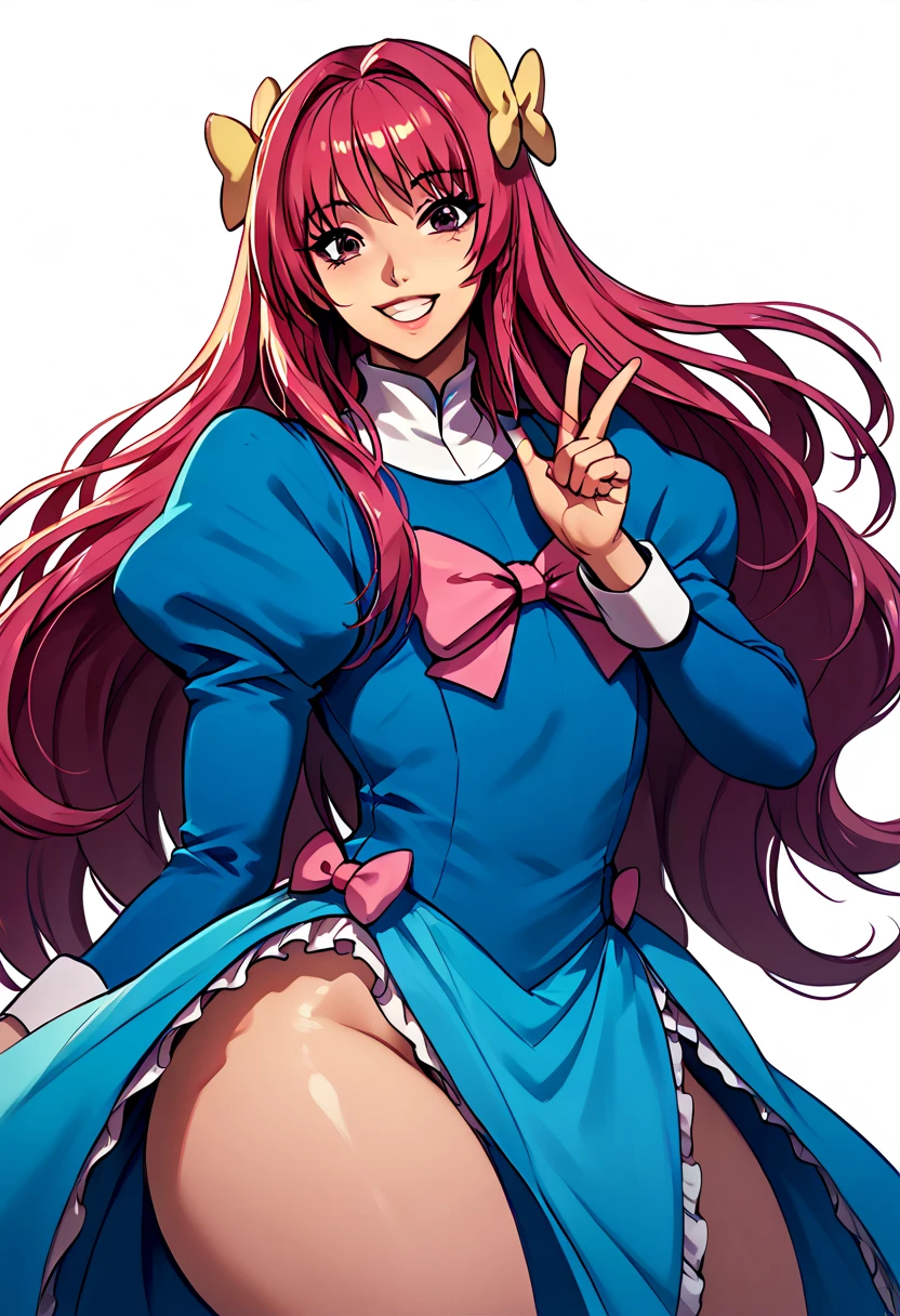 Masterpiece, Best Quality, Highly detailed, illustration, absurdres, street fighter, doll suit, shadaloo doll, agent aika, nazi saluting, military, military saluting, salute, 3girls, Team Squad, expressionless, blank eyes, looking at viewer, red gloves, emotionless, black latex, corrution, zofa suit, zofa soldier, mind control, female combatant, full body, hypnotized, standing, standing at attention, unhappy trance, full body suit, leotard, perfect female body, Pink delmo uniform, jacket, miniskirt, extremely glossy latex, puffy sleeves, Delmo Uniform, jacket, pencil skirt, upskirt panty shot, belt, small waist, Katsura hinagiku, hayate combat butler, pink hair, gold eyes, Long hair