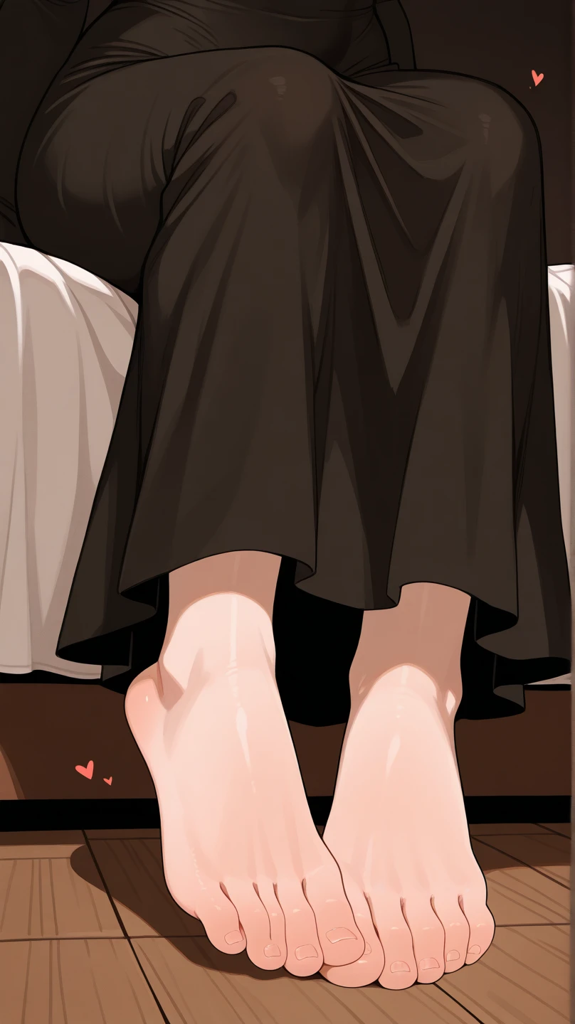 Young women,Black long hair,big eyes,Beautiful face,Wearing a black loose T-shirt,Having male genitalia,The hem of the T-shirt covers part of the lower body,Male genitals push up the shirt,Kneel in front of the mirror,Hands grasp the chest,Expression of surprise and confusion,Stick out your tongue,White fluid leaking from chest,Red cheeks,Slight sweating。