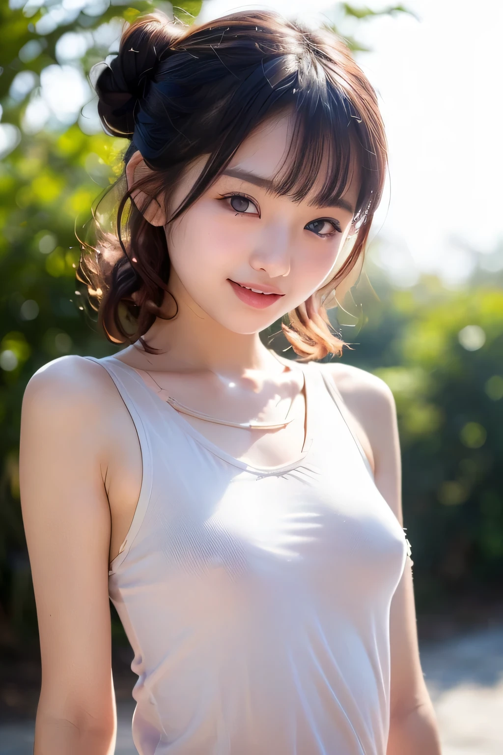 zydG, 1 cutest woman, Detailed skin, Look, Brown eyes, (Short hair with bangs: 1.2), (Big: 1.5), (Medium areola: 0.8), Pretty woman who emphasizes slender abs: 1.3, Wearing an apron, (without panties), (without bra),
(Photorealistic:1.4), (Best Quality:1.0), (Ultra High Definition:1.0), 8K, RAW Photography, (Masterpiece:0.2), (pureerosface_v1:0.5)