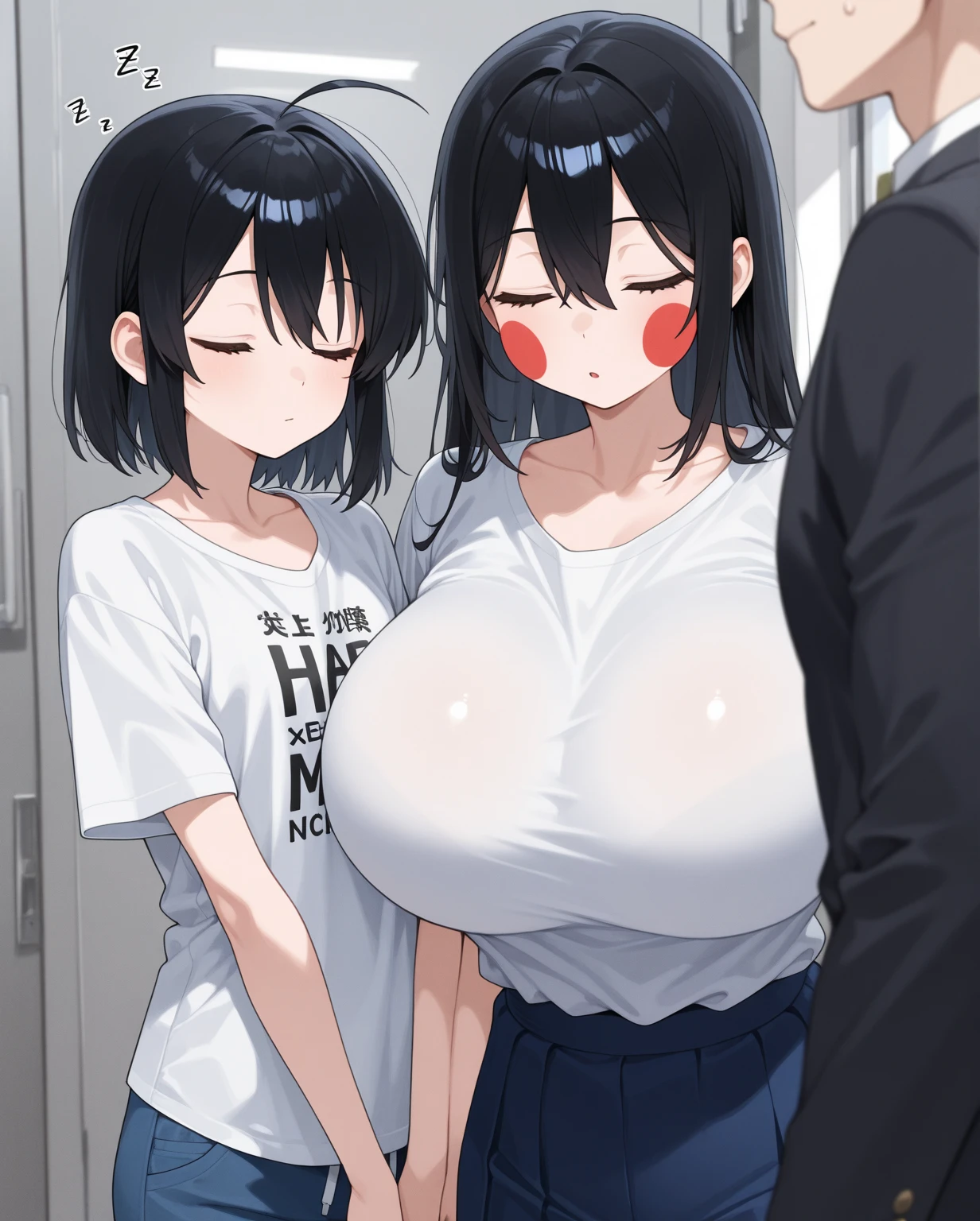 absurdres, (collage:1.5), Realistic, extremely detailed CG unified 8k wallpaper, Highly detailed, High-definition raw color photos, professional photograpy, Realistic portrait, Cinematic Light, Beautiful detailed, 20 years old woman, bob cut ,blue eyes, (Beautiful breasts:1.5), (diagonal bangs), (realistic skin:1.3), (Best Quality:1.4), Super Detail, High quality, ​master piece, lifelike, (After SEX), cum in pussy, pussy, Perfect face, Silly, (Wearing a white shirt with a large open chest), (mini skirt), (red ribbon), (cum on pussy), (Bukkake:1.3), Delicate Beautiful Hair and Eyes and Face, Delicate eyes, radiant eyes, Lifelike, Hyper-detailing, (colossal tits:1.8), ((sexy hip)), Beautiful cute woman, Exposed, cum on facial, (no panties:1.5), camel-toe details, Indoors, (Big breasts:1.8), NSFW, (cum shots), (arms behind back:1.3), arms are down, Dripping from the crotch, Overflowing from the crotch, ((Sexy legs)), thighs, (natural pussy), (nude lower body), (penis), (fellatio:1.5), (blow job:1.3), (boob job)